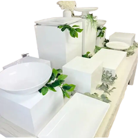 Ensemble de rehausseurs alimentaires modernes en acrylique blanc de 9 pièces, cubes de présentation pour la fête de mariage, le dessert et la décoration alimentaire