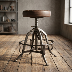 Modern Industrial Antique <b>Leather</b> Seat Metal <b>Bar</b> <b>Stool</b> Commercial Use Home Kitchen Hotel Villa Farmhouse - Product Image 3