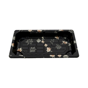 Küçük boy tek kullanımlık plastik Sashimi suşi yemeği ambalajı konteyner PS dikdörtgen paket tepsi kapaklı özel Logo paketi - Product Image 5