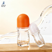 Flacon d'essence en verre transparent avec applicateur à bille, flacon à bille pour massage, flacon distributeur d'huiles essentielles cosmétiques
