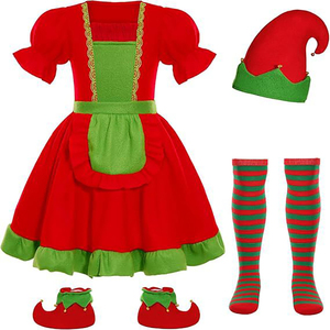 Costume d'<span class=keywords><strong>elfe</strong></span> de Noël pour filles enfants robe d'<span class=keywords><strong>elfe</strong></span> de vacances enfants <span class=keywords><strong>tenue</strong></span> de cadeau de Noël - Product Image 1