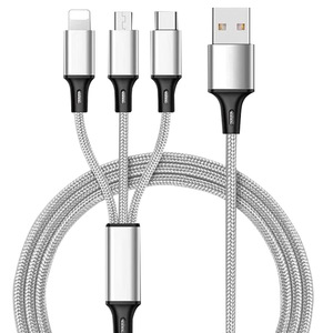 Cable de datos 3 en 1, trenzado de nailon, tipo C, Lightning, Micro USB, carga rápida para dispositivos Apple y Android - Product Image 4