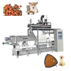 ماكينة تلقائية بالكامل لإعداد طعام الكلاب والحيوانات الأليفة بسعة 600-800 كجم/ساعة، خط إنتاج وجهاز بثق بمسامير مزدوجة لطعام الحيوانات الأليفة والقطط