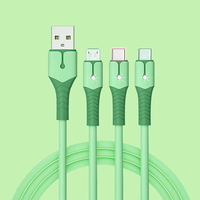 Câble de données USB Type-C 3-en-1 à charge rapide LED 120W QC 3.0 pour Android et écouteurs avec courant de 6A
