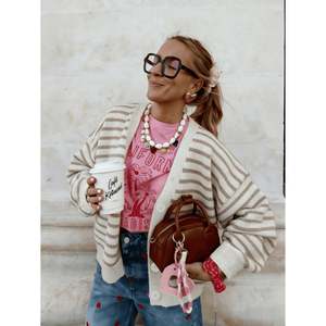 Striped Pocket <b>Cardigan</b> <b>Red</b> Women's <b>Cardigan</b> - Product Image 2