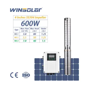 DC 600W 4 Inches SS Impeller Borehole Solar Water Pump with Solar Panels