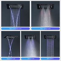 Ensemble de douche musical noir thermostatique 3 fonctions Pomme de douche pluie brume cascade téléphone Musique encastré au plafond