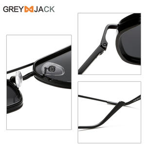 Lunettes de soleil polarisées Greyjack, monture en métal noir, protection UV400, design carré unisexe, type 3, verres TAC - Product Image 5