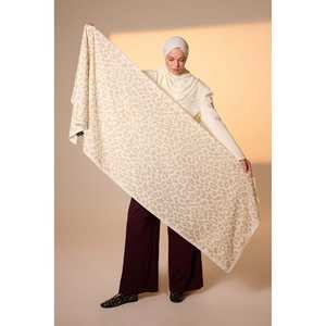 Pure Tone Satin Silk <b>Scarf</b> Custom Designer Leopard Print <b>Long</b> Style for All Seasons-Ivory Beige - Product Image 6