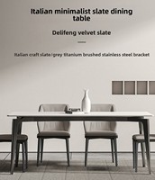 Table de salle à manger blanche en pierre frittée moderne de luxe et 4 6 chaises en cuir PU