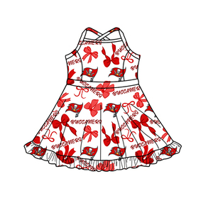 Completo coordinato personalizzato per fratelli e sorelle: Top rosso senza maniche con fiocco e gonna a mezza gamba, <span class=keywords><strong>pantaloncini</strong></span> da yoga, abbigliamento sportivo carino - Product Image 4