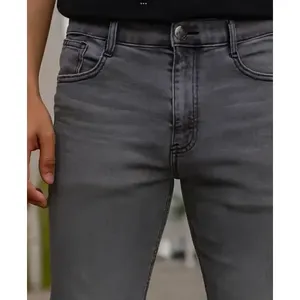 Jeans Skinny da Uomo Adrenaline Grigio Elasticizzato a Vita Media con 5 Tasche in Denim Traspirante - Product Image 4