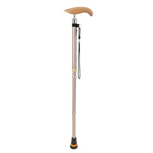 Canne pliante Le Runfu, 4 sections, hauteur réglable, poignée en bois, légère, pour la marche et la randonnée, pour personnes âgées, utilisation en extérieur - Product Image 5