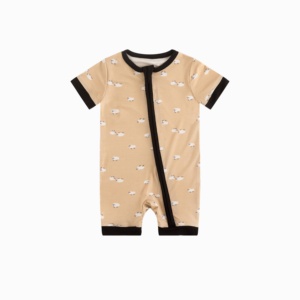 Miozing İlkbahar/Sonbahar Stokta Yumuşak Esnek Bambu Elyaf Bebek Çift Fermuarlı Pijama Toptan Butik Küçük Siparişler İçin - Product Image 1