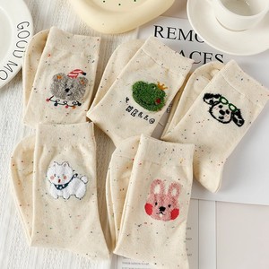 Women Crew <b>Socks</b> Cotton Blend Breathable Sweat Absorbing Cartoon Dot Pattern Mid Calf <b>Socks</b> For Spring Autumn <b>Winter</b> - Product Image 3