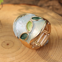 TR48 Großhandel Vergoldeter Ölgemälde-Abstrakt-Ring mit Unregelmäßigem Breitem Band, Esmalte Mujer Elastischer Ring