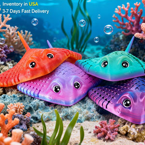 Jouets en forme de raie manta colorés imprimés en 3D Vashine, raies diaboliques flexibles en cristal pour enfants, figurines d'action, jouets de collection en 3D, stock américain - Product Image 2