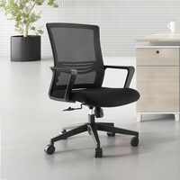 Chaise de bureau exécutive moderne avec dossier mi-haut en tissu maillé, bras fixes pivotants, base en nylon/métal – Vente en gros Chine