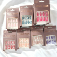 Prêt à expédier – 24 faux ongles à presser, motifs variés, cerise ombrée, pailletés, longs, en amande, réutilisables – Vente en gros