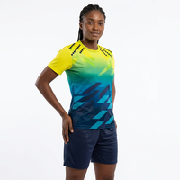 Maillot de football à manches courtes, col rond, couleur dégradée, respirant, coupe athlétique, 100% polyester, sublimé