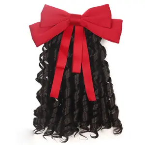Tổng hợp màu đen công chúa xoăn tóc giả hairpieces tóc xoắn ốc bouncy xoăn 8 inch trẻ em kiểu tóc đuôi ngựa với Bow cho cô gái tóc phụ kiện