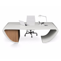 Bureau de direction moderne en marbre blanc incurvé, mobilier de bureau, table d'ordinateur et chaise pour la maison