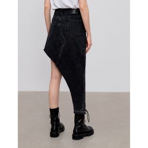 Minifalda de Mezclilla Negra Asimétrica Vintage de Alta Calidad para Mujer, Personalizada al por Mayor - Product Image 5