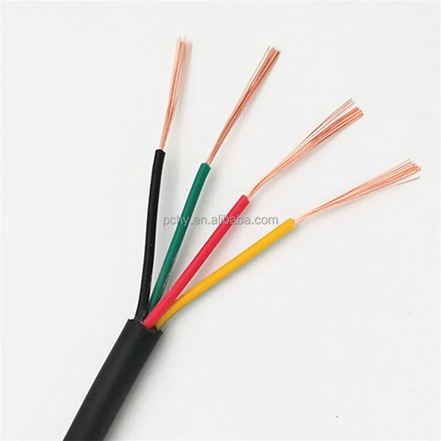 Kabel Daya listrik lembut fleksibel RVV tembaga 12 inti 0.5mm 0.75mm 1mm 1.5mm 2mm 2.5mm 4mm 6mm hitam PE terisolasi rendah