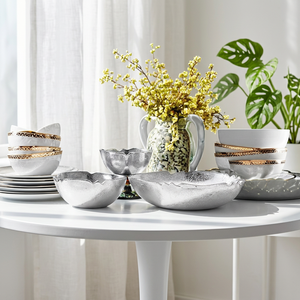 Tazón para Servir con Dip de Aluminio, Oferta, Tazón Metálico Dorado Antiguo para Servir Frutas, Tazón Único para Decoración de Mesa, Florero - Product Image 1