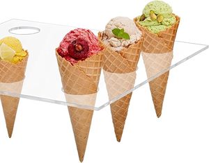 Tempat berdiri kerucut es krim akrilik rak Tampilan wafel transparan bening rak tangan rol Sushi salju kerucut makanan penutup toko barang 11.81 x - Product Image 4