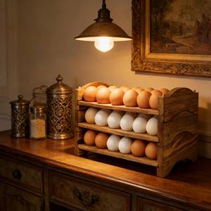 Exhibidor <span class=keywords><strong>de</strong></span> Huevos Rústico <span class=keywords><strong>de</strong></span> Madera <span class=keywords><strong>de</strong></span> Pino <span class=keywords><strong>de</strong></span> Tres Niveles - Soporte Apilable Ecológico Estilo Granja para 54 Huevos, Decoración <span class=keywords><strong>de</strong></span> Mesa - Product Image 6