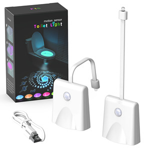Smart Sensor-Activated Toilet LED Night Light — Rechargeable, <b>RGB</b> Color-Changing, with Projection Patterns Bathroom Toilet - Product Image 1