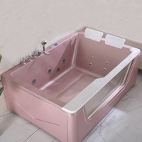 Bañera de Hidromasaje Acrílica de 2 Lados con 9 Jets de Hidromasaje y Luz de Color, Forma Izquierda o Derecha, 170 cm, Directo de Fábrica, con Certificación CE, para Hogar u Hotel