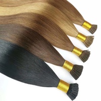 Extensions de cheveux pré-collées I-Tip, cheveux vierges brésiliens bruts, kératine, grade 12A, sans perte, doux et soyeux, double trame