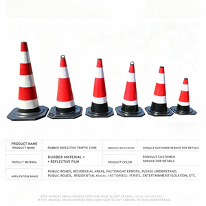 Cônes de signalisation routière prismatiques réfléchissants en PVC rouge haute intensité, les plus vendus, 37*37*75cm, indice de protection IP68, pour parkings - Product Image 5