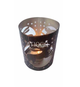 Atiqco <b>Black</b> Iron <b>Tea</b> <b>Light</b> Votive Candle <b>Holders</b> Triangle Cutwork Pattern Reusable Durable Indoor/Outdoor Party Decorations - Product Image 6