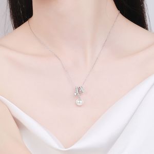 S925 Silber Moissanit Halskette 8mm Makellose Süßwasserperlen-<span class=keywords><strong>Kette</strong></span> Damen Hochzeit Party Schmuck Großhandel - Product Image 4