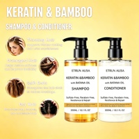 ETRUN ALISA Perawatan Rambut Keratin Minyak Bambu Batana Shea Butter Kondisioner 300ml Menutrisi Kulit Kepala Memperbaiki Rambut Kusut Label Pribadi
