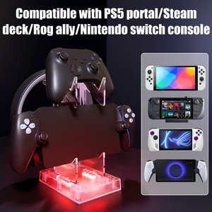 컨트롤러 콘솔 및 충전 독 스테이션이 있는 헤드폰용 브래킷 RGB 베이스 홀더 행거 - Product Image 3