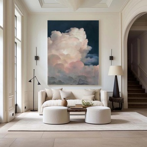 Peinture contemporaine texturée, peinture sur toile, paysage nuageux éthéré, art mural élégant pour la maison et la galerie - Product Image 4