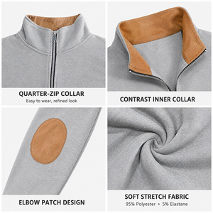 Men's Half <b>Zip</b> Stand Collar Sweatshirt Long Sleeve Pullover Casual Loose Fit Fleece Lined Streetwear - Product Image 3