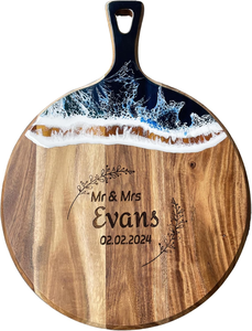 Kostenloser Versand: Schneidebrett aus Harz und Akazienholz, Charcuterie-Zubehör, Käse-Servierbrett, Küchengeschenke für die Familie - Product Image 2