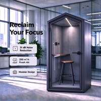 Cabine téléphonique insonorisée pour bureau, pod de réunion acoustique mobile, toit incliné, structure en aluminium, pod de travail silencieux pour bureau à domicile, hôtel, école