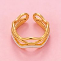 Bague ajustable pour femme en acier inoxydable style Hip Hop avec émail