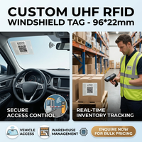 Étiquette adhésive UHF RFID passive longue portée pour pare-brise de voiture, pour le suivi des actifs en entrepôt et les péages