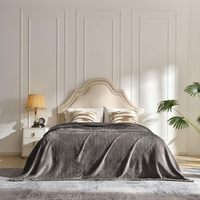 Plaid de luxe en jacquard, gris anthracite, motif feuilles, taille voyage/plaid, super doux et confortable pour canapé/lit
