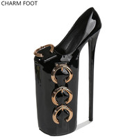 Chaussures à talons aiguilles hauts 30CM, nouvelle mode PU rouge, chaussures sexy pour femmes, à plateforme