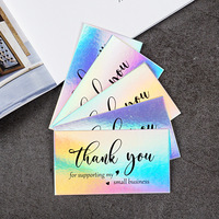 Carte de remerciement personnalisée avec laser arc-en-ciel, carte de vœux imprimée holographique pour les produits faits à la main et l'emballage de cadeaux artisanaux