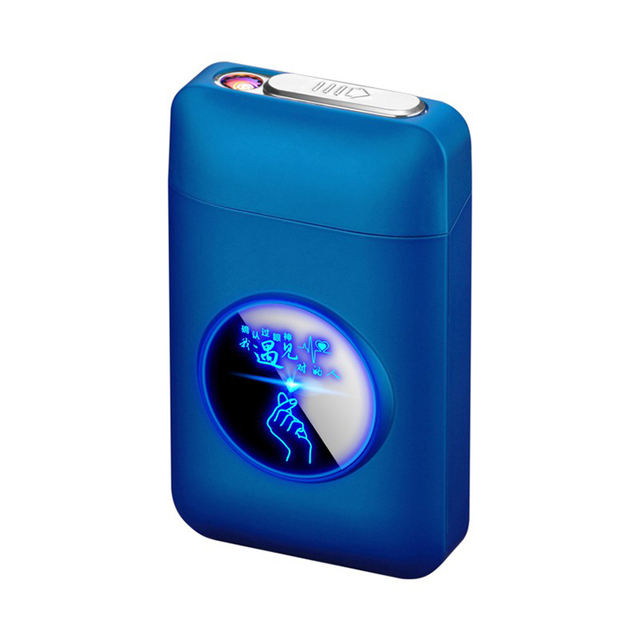 Wholesale Windproof Sublimation Cigarette case Box with Usb Rechargeable Electronic Lighter with Custom logo Led Pattern Display