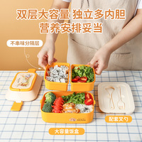 Boîte à déjeuner en forme de lapin, Double couche rétro de Style japonais créatif boîtier Bento en plastique pour étudiants de grande capacité